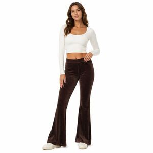 NEW Aeropostale Womens M Medium Brown Corduroy Flare Pants Y2K Stretch Pull On